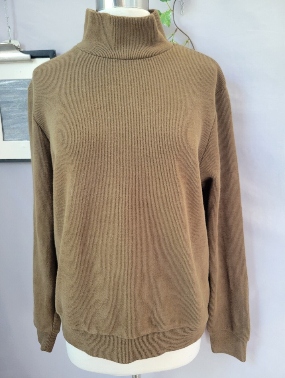 Oak + Fort Ribbed Mock Neck Sweatshirt Sweater M